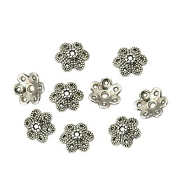 Perlin - Pack of 80 Bead Caps 10 mm Tibetan Antique Silver Flower Bead Caps Spacer Jewellery Parts M522 x2