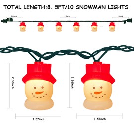 Romasaty Snowman String Lights for Christmas,8.5Ft Christmas Decorations String Lights with 10 Snowman Head Lights,UL Listed Warm White Snowman Lights for Bedroom Christmas Holiday Party Decor