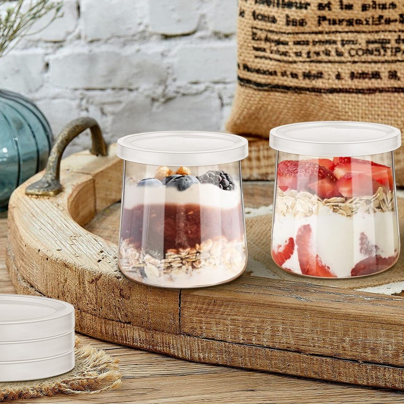 32 Pcs Oui Yogurt Jars Lids, Plastic Yogurt Container Jar