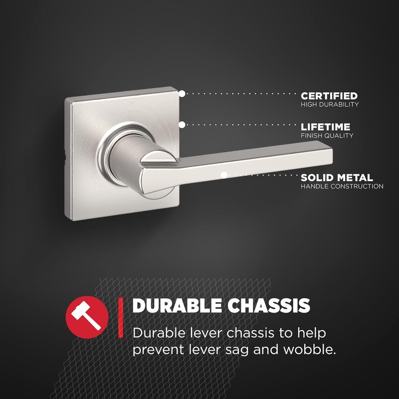 Kwikset Casey Interior Passage Door Handle Lever Satin Nickel Non-Locking