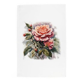 Purely Home Floral Roses Tea Towel - Watercolour Garden Flowers Panama Cotton Kitchen Dish Towel/Drying Cloth - 67cm x 45cm