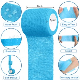 Treela 48 Pack Self Adhesive Wrap Bandage Bulk, Self Adherent Cohesive Bandage Elastic Athletic Tape Breathable Wound Tape for Stretch Athletic Sports Wrist Ankle(16 Colors,2 Inches X 5 Yards)