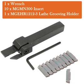 POWERTOOL Lathe Boring Bar Holder, Turning Tools 1PC Grooving Tool Holder MGEHR1212-3 Lathe Grooving Holder+10PCS MGMN300 Insert+ 1PC Wrench
