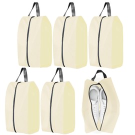 Travel Shoe Bags, 5PCS Shoe Bags for Travel, L Size Waterproof Dust Proof Shoe Bags for Storage, Shoes Storage Bag, Unisex Shoe Pouch for Travel or Home Storage(Cream Color)