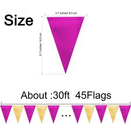MerryNine Triangle Flag Bunting Banner, 3 Pack 45pcs Vintage Style Purple and Gold Party Decorations Pennant Banner for Wedding, Baby Shower, Event(Purple Gold)