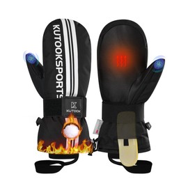 KUTOOK Winter Gloves Ski Gloves Thermal Gloves Women Men Waterproof Warm Thermal Winter Sports Gloves Waterproof Touchscreen for Skiing Snowboard Ice Skating Hiking Black, L