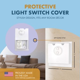 HomeStar Safety Light Switch Guard | Left Duplex Style | Child Proof Light Switch Plate | Tamper-Proof Switch Protection | Switch Lock Cover
