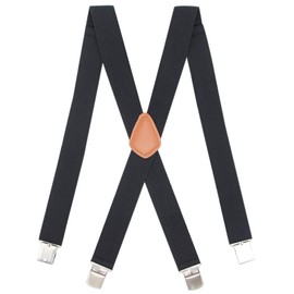 Bioterti Men’s Heavy Duty X- Back Suspenders-Adjustable Size, Long & Elastic Braces (Black)