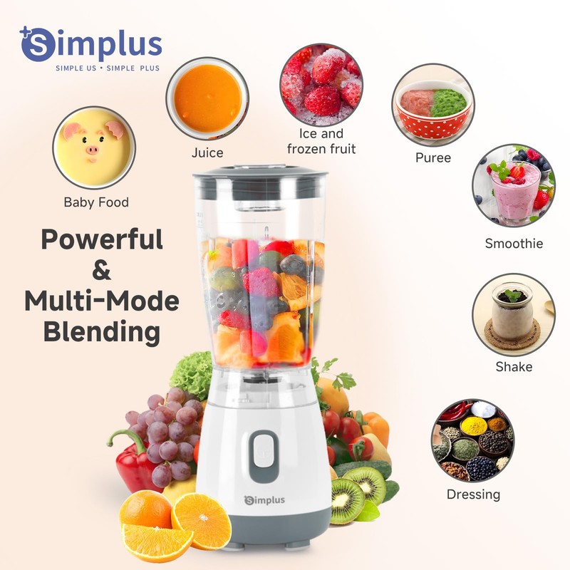 SIMPLUS Blender for Smoothies, 20 Oz BPA-Free Portable Small Blenders