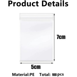 100 PCS Small Ziplock Bags, 5x7cm Resealable Zipper Poly Bags Small Plastic Bags Mini Ziplock Bags Clear Zip lock Bags for ewelry Seeds Screws Earring Beads