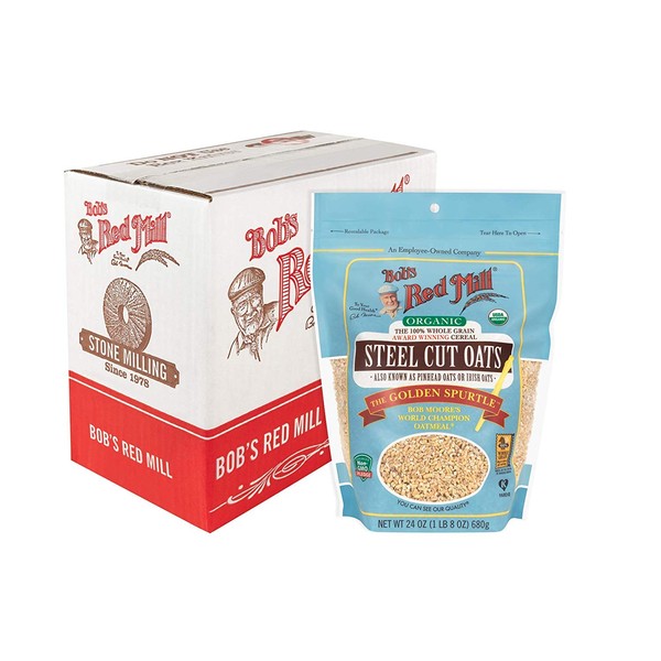 Bob's Red Mill Organic Steel Cut Oats, Resealable, 24 Ounce (Pack of 4)