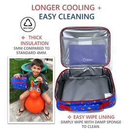 kinsho Lunch Box with Water Bottle and Ice Pack Set, Kids Lunch-Bag Set for Toddler Daycare or School, Boys Container for Lunches, Blue Space Rocket