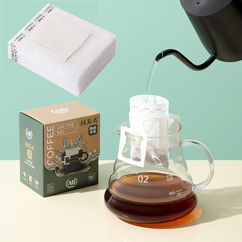 SZLYTYUN 50PCS Portable Coffee Filter Paper Hanging Ear Drip Coffee