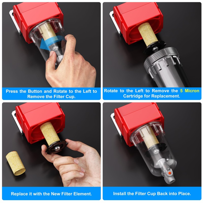 TAILONZ PNEUMATIC 1/4 inch NPT 150 PSI Air Line Filter