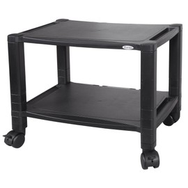 Kantek Mobile Printer Stand, Extra Wide, 2 Shelf, Under Desk, 20"x13.25"x14.125", Adjustable Height, Cable Management, Desk Side, Castors