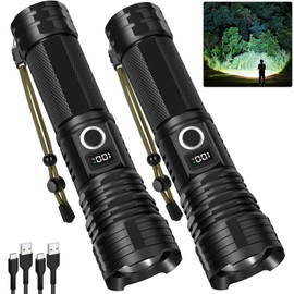 QOPOYU Flashlights High Lumens Rechargeable, 90,000 Lumen Super Bright Tactical Flashlight, High Powered Flash Light with 5 Modes, IPX7 Waterproof Flashlights for Home, Camping, Emergencies