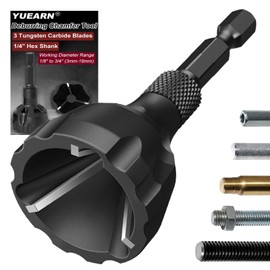 YUEARN Herramienta de desbarbado de 1/8"-3/4" con hoja de carburo de tungsteno, quitar rebabas para acero de cobre, aluminio, herramienta de reparación de roscas de tornillo con vástago hexagonal de
