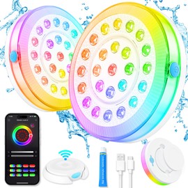 Smart Magnetic Underwater LED Light for Aboveground/Inground Pools - Rechargeable, BT APP Control, IP68 Waterproof, Color Changing, Sound/Music Sync Pool Accessories
