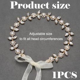 SSuirk Rhinestone Bridal Headband Crystal Wedding Headpiece - Gold Hair Accessories for Bride, Bridesmaid, Flower Girl, Elegant Wedding Hairband for Women & Girls