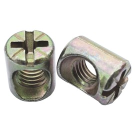 NACX M6 x 13mm Barrel Nuts, Cross Dowel Slotted Barrel Nuts for Furniture Bed Crib and Chairs, 35Pcs