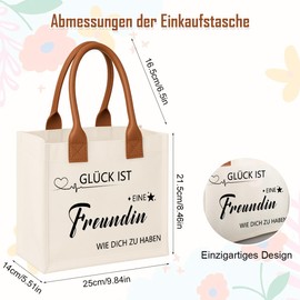 EKKONG Beste Freundin Geschenke Baumwollbeutel, Geschenke für Freundin, Personalisierte Tasche mit Spruch, Einkaufstasche, Tragetasche, Freundschaftsgeschenke, Geburtstagsgeschenk für Frauen