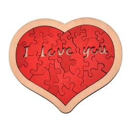 Love Heart Puzzle for Valentines Day Gifts for Boyfriend Girlfriend Anniversary Wedding Gifts for Husband Wife I love You wooden Heart Ornament for Fiance Fiancee Romantic Gifts for Bride Groom