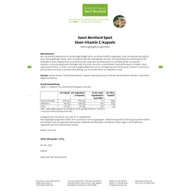 Sanct Bernhard Sport Iron Vitamin C Capsules 180 Capsules