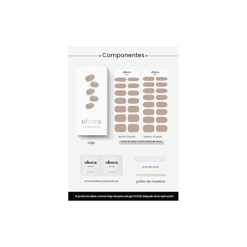 ohora Semi Cured Gel Nail Strips (N Cream Beige) -