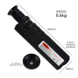Handheld Fiber Optic Microscope Optical Cable Inspection Tools Kit LED Coaxial Illumination 400x Magnification with 2.5mm and 1.25mm Adapters for FC/SC/ST/LC