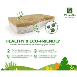 12 Pieces Natural Biodegradable Heavy Duty Scouring Pad Scratch Resistant Scouring Pad Cleaning Sponge for Kitchen Bathroom Household Non-Stick Cookware