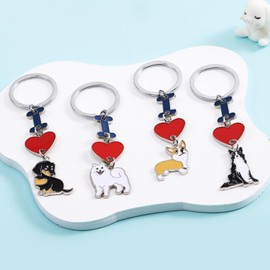 WEWAYSMILE 2 Pieces Puppy Keychain,Dog Keychain,Cute Puppy Keychain,For Decor Car Keychain, Multicoloured (multicoloured A)