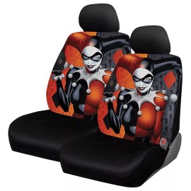 Plasticolor New Harley Quinn Truck Front 2 Seat Covers Headrest Covers & Sunshade Set
