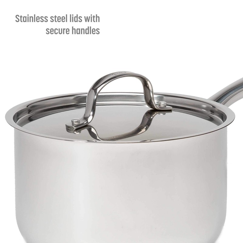 Goodful 12-Piece Classic Stainless Steel Cookware Set with Tri-Ply Base