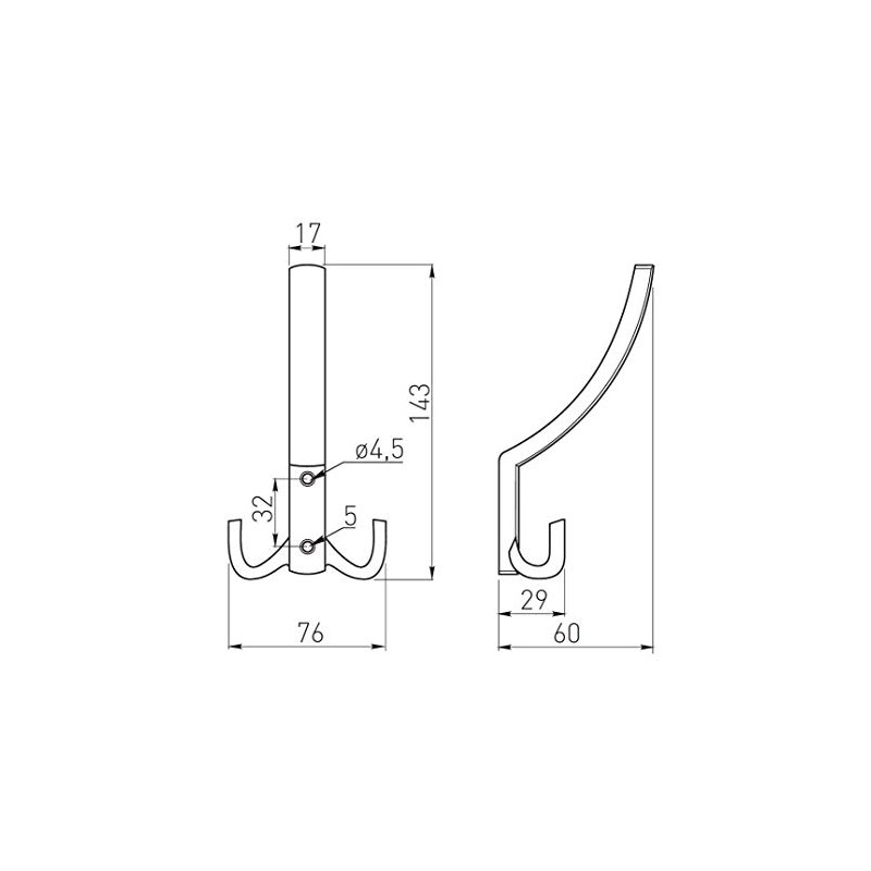 1 x Triple Hat Coat Hanger Hook Door Wall Bath