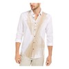 Alfani Mens Shirt Beige Button Down Abstract Print White XL