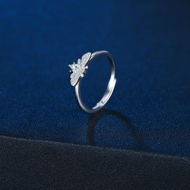 MICMIF Women Ring S925 Sterling Silver Adjustable Bee Ring for Women Girls Teen Size Zirconia Bee Rings Jewellery Cute Animal