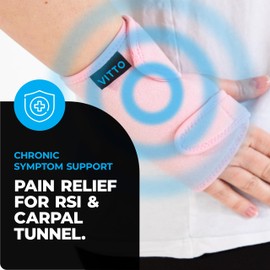 VITTO Wrist Support - Arthritis, RSI, Sprain, Fracture, Carpal Tunnel Wrist Splint w/Adjustable Wrist Straps, Removable Metal Plate - Unisex Wrist Supports for Everyday Use (Pink Left Hand, L-XL)