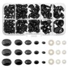 SUPERFINDINGS Over 125pcs Mixed Size Black Resin Doll Eyes Oval
