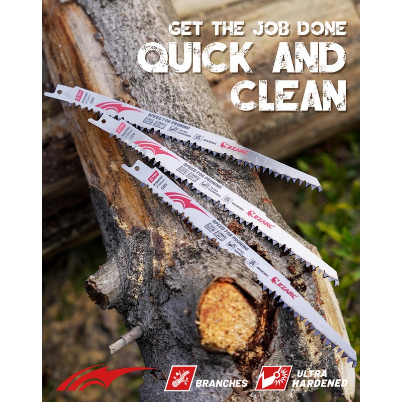 EZARC Wood Pruning Reciprocating Saw Blade 9 Inch, Fleam Ground