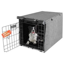 X-ZONE PET Double Door Dog Crate Cover - Polyester Pet Kennel Cover (Fits 24 30 36 42 48 inches Wire Crate) (48 Inch, Grey)