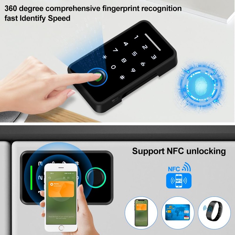 JASAG Tuya Smart APP Fingerprint Drawer Lock Cabinet Door Lock,