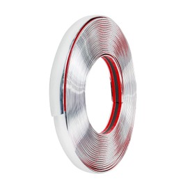 Modengzhe 1-Inch Width Automotive Chrome Plastic Trim Strip Car Side Moldings Bumper Exterior Edge Lip Protect Sticker Door Window Scratch-Proof Guard 42.6Ft Length