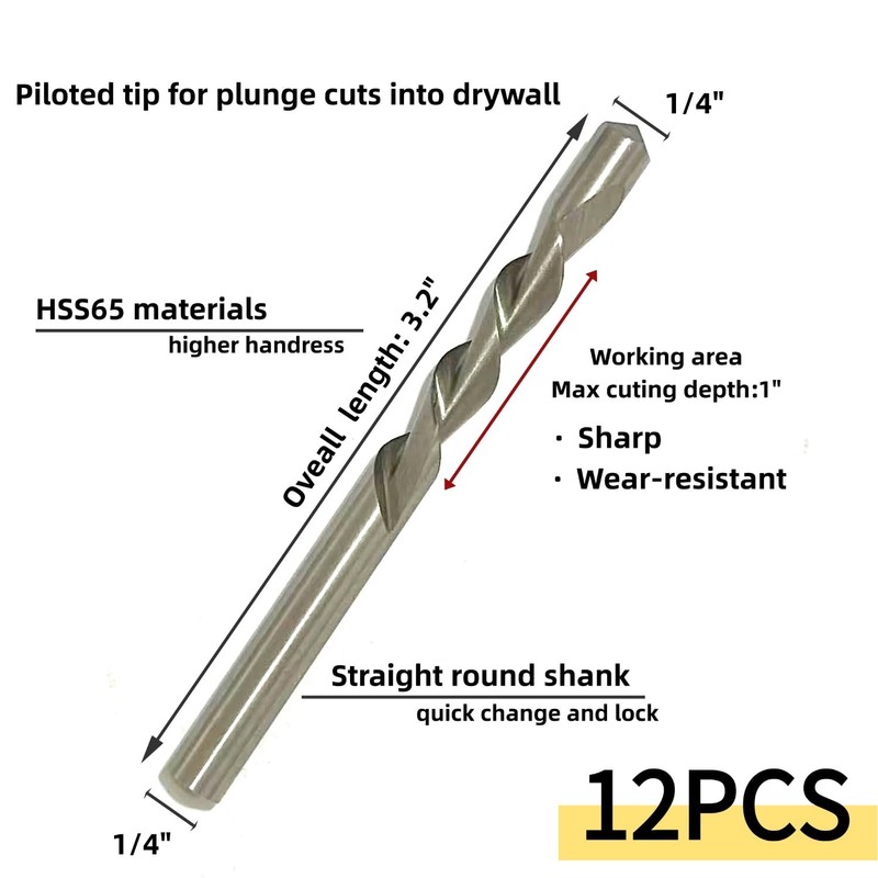 12 Pieces 1/4 Inch Drywall Cutting Tools Guide Point Cutting