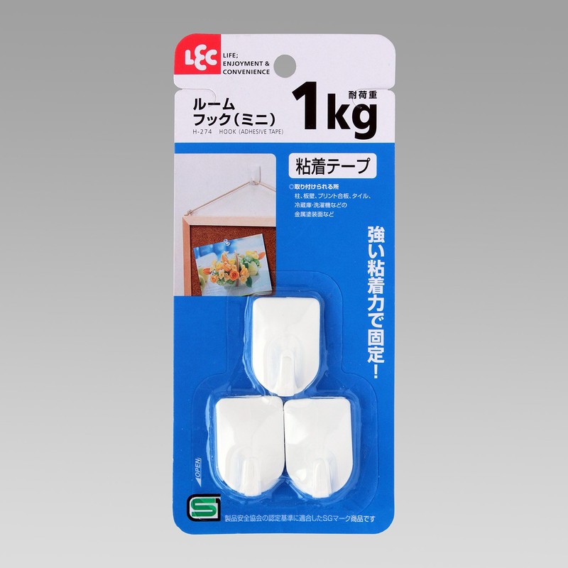 レック ルームフック ミニ 粘着 テープ ホワイト H-274