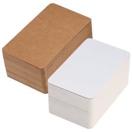 Blank Cards, Business Card Size, Plain, Info Card Paper, Message Cards, Graffiti Paper, Word Cards, Word Cards, Blank Cards, Handwriting, Paper Cards, Pack of 200 (White x 100, Brown x 100)