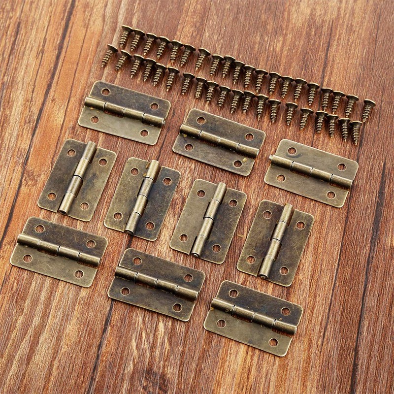 Small Mini Hinges, 50 Packs Cabinet Drawer Door Chest Butt