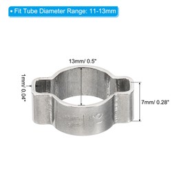 PATIKIL 30 Pack 11-13mm Double Ear Hose Clamp, 304 Stainless Steel O Clip Crimp Rings for Fuel Petrol Pipe Tube Fitting Connections, Silver Tone