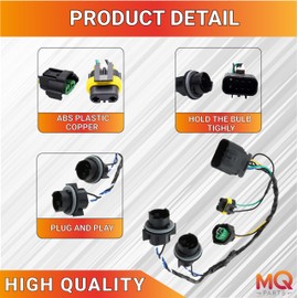 MQparts 645-745 Headlight Wiring Harness Socket Compatible with Silverado 1500 2500HD 3500HD 2008 2009 2010 2011 2012 2013 2014 - Replaces 645-745 645745 645 745 15841609 25962806