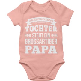Baby Body Junge Mädchen - zum - Hinter jeder Tochter steht ein großartiger Papa Geschenk Vatertag Geschenke Papas I - 1/3 Monate - Babyrosa - vatertagsbody papatagsgeschenk vater babybody