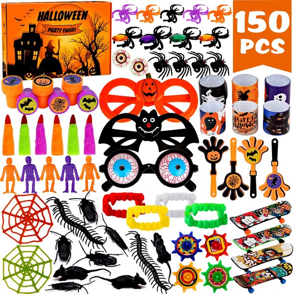 Aitbay 150PCS Halloween Party Favors Bulk for Kids, Favors Toy Assortment for Carnival Prizes, Trick or Treat, Halloween Party and Classroom Rewards